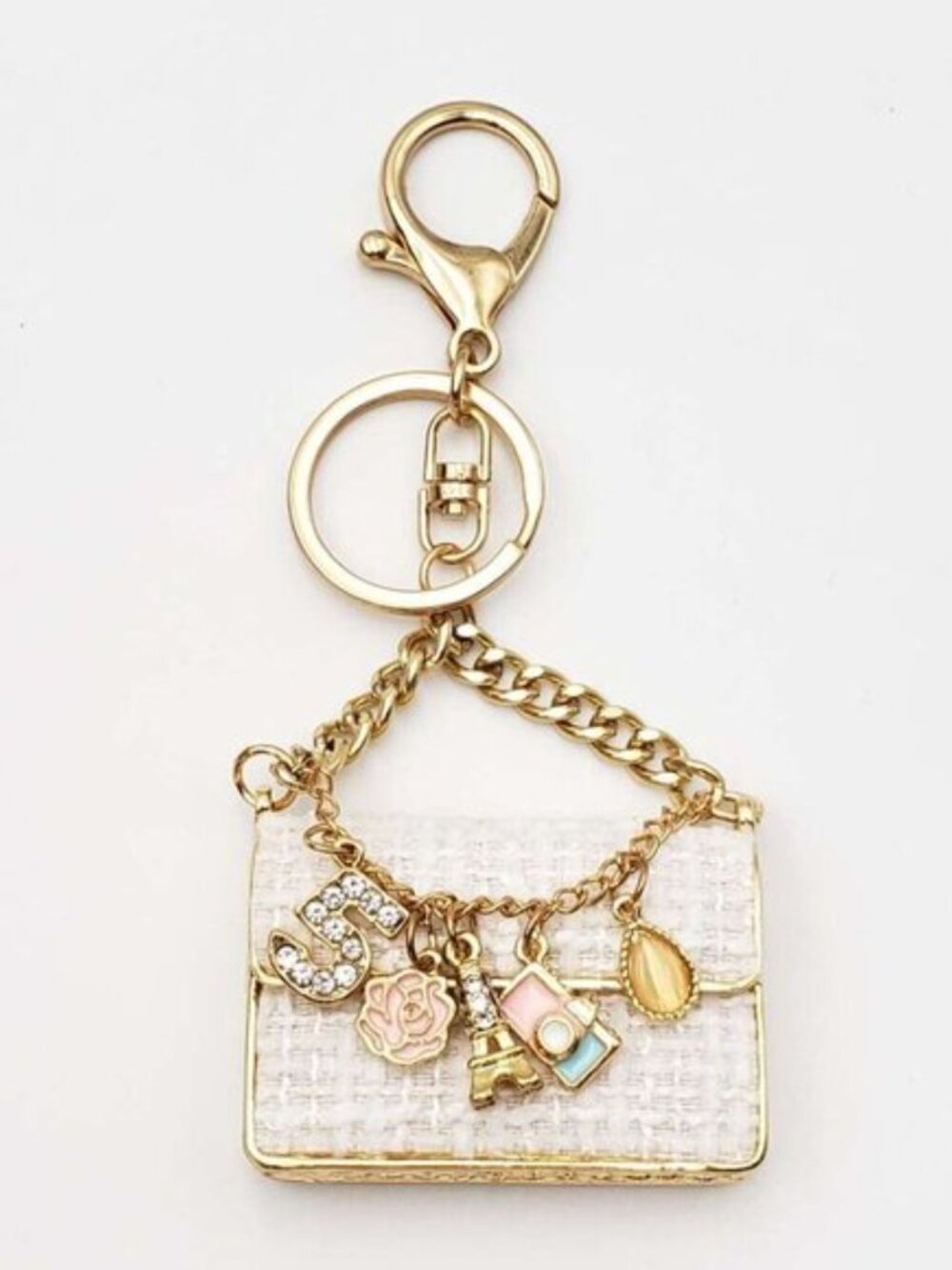 Authentic Louis Vuitton Padlock & Key Gold ✨Unbranded Tweed Bag Charm Keychain - Picture 8 of 8